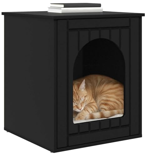 vidaXL Katzenhaus Schwarz 53 x 52 x 62 cm Holzwerkstoff