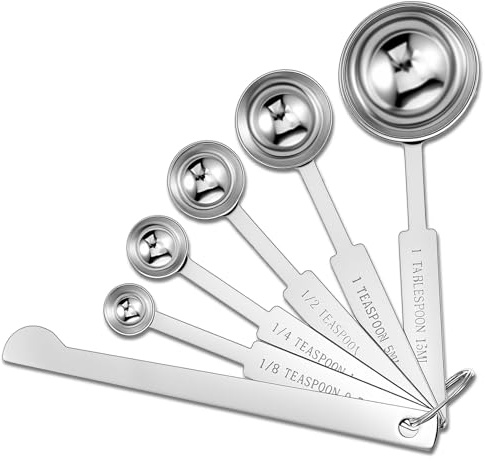 5Pcs Stainless Steel Measuring Spoons Set, Metal Measure Spoons, Tablespoon Measuring Table Spoon for Coffee Teaspoon Scoop