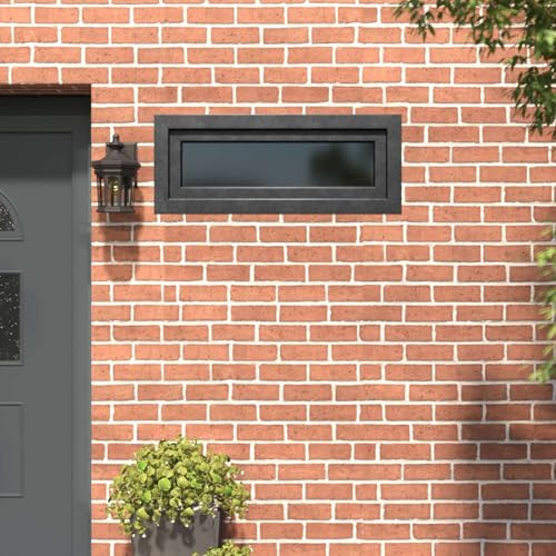 Runheo Ventana de sótano RISOR 100 x 40 cm PVC y cristal antracita, protección acústica giratoria con marco de protección térmica, montaje para sótano y garaje, marco de plástico con junta y herraje