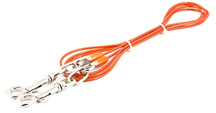 Ancol PVC Easy Tie Out Dog Lead Orange Comfortable Training Cable Leash for Dogs - Durable Chew Resistant Rainproof Design - Medium