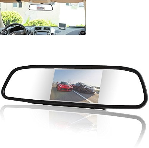12,7 cm - 5 Zoll inch LCD TFT Video Monitor Rückspiegel Innenspiegel Spiegel für Rückfahrkamera Rückfahrsystem 12V Auto und PKW KFZ Transporter Wohnmobil mit Zwei Videoeingängen YMPA LCM-SP35