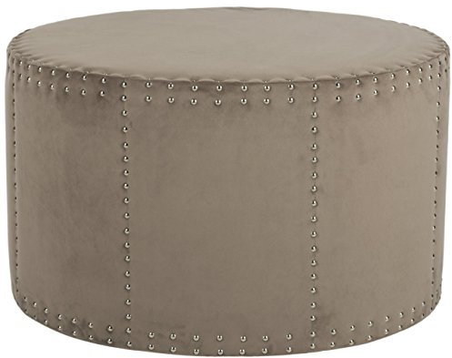 SAFAVIEH Upholstered Ottoman, in Mushroom, 85 X 85 X 50