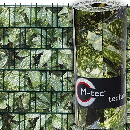 Sichtschutzstreifen mit Motiv M-tec Print ® / PVC/Aukube Hecke für 3 Reihen im Zaunfeld inkl. 6 Klemmschienen - SIE KAUFEN Hier DIREKT BEIM Hersteller -
