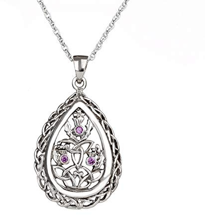 Eburya Trinity Thistle - Keltische Outlander Kette - schottische Distel aus Silber & Kristall