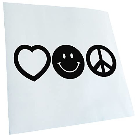 Kiwistar - Autoaufkleber - Schwarz - 20x7cm Love Happy Peace - Liebe Glück Frieden - Heckscheibe Auto Aufkleber wetterfest für Kfz LKW Mofa Truck - Sticker außen selbstklebend Tuning Zubehör für