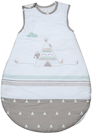 roba Schlafsack 70 cm Indibär - Babyschlafsack ganzjährig für Neugebornene - Atmungsaktive Baumwolle für Sommer / Winter - mit Bären Motiv in Weiß / Braun