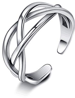 SNORSO Bague Argent 925 pour Femme Bague Réglable Nœud Celtique Anneaux Ouverte Bijoux Cadeau