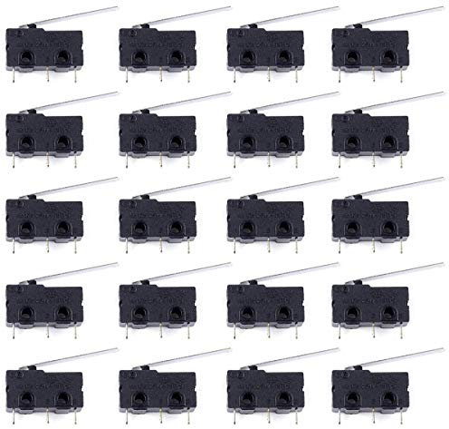 Youmile 20Pack Micro Interrupteur De Levier Bras Long 28MM SPDT 3 Broches 3 Bornes Commutateur Momentané 5A 125 250VAC Pour Arduino