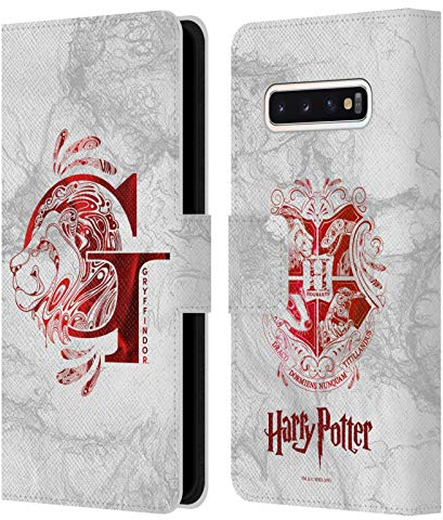Head Case Designs Offizielle Harry Potter Gryffindor Aguamenti Deathly Hallows IX Leder Brieftaschen Handyhülle Hülle Huelle kompatibel mit Samsung Galaxy S10