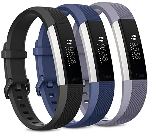 Vancle 3 Pack Kompatibel für Fitbit Alta HR Armband und Fitbit Alta Armband, Verstellbares Sport Ersatzarmband für Fitbit Alta HR/Fitbit Alta (Schwarz/Marine Blau/Grau, S)