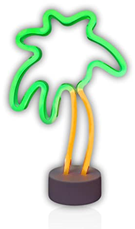 Palm Tree LED Neon Stand Light 15 Tall Green Yellow Battery Operated Neon Light Sign