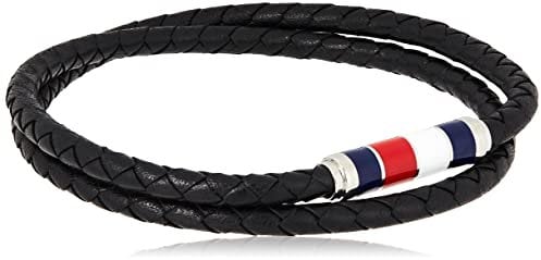 Tommy Hilfiger Jewelry Armband für Herren mit Schwarzem Geflochtenem Leder in Doppelschlaufe - 2790056