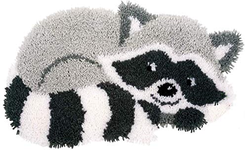 Knüpfteppich Knüpf-Sets Waschbär Tapisserie Teppich Set Zum Selber Knüpfen Knüpfen Set Für Kinder Und Erwachsene Kreuzstich Set Handwerk Geschenke 52Cmx45cm