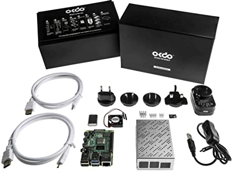 OKDO Raspberry Pi 4 8 GB Modell B Starter-Set, USB-auf-USB-C-Kabel mit Inline-Schalter