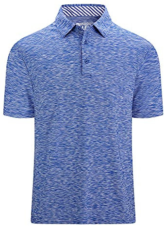 Alex Vando Mens Golf Shirt Moisture Wicking Quick-dry Short Sleeve Casual Polo Shirts for Men, Blue, Large