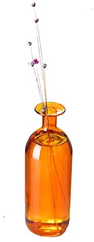 CARURLIFF Knospenvase für Dekoration, kleine Vasen für Blumen, orangefarbene Glasvase für Dekoration, Wohnzimmer, moderne Heimdekoration, Bücherregal-Dekorationen (Orange)