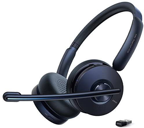 Anker PowerConf H700 - Auriculares Bluetooth con micrófono, cancelación de ruido activa, grabaciones de audio, reuniones de transcripción, llamadas con IA, compatible con aplicaciones, batería de 24 h