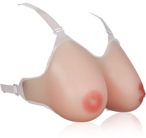 Waterdrop Silicone Breast Form, Strap-on Nipple False Boob Bust Enhancer, Fake Boobs False Breasts, Crossdresser Transgender Bra skin color-500g