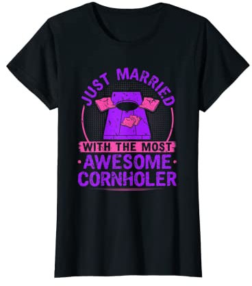 Damen Just Married, Cornhole Wedding Ehe Partner Wife T-Shirt