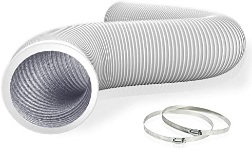 Flehomo Aluminiumkanal, flexibel, strapazierfähig, 4-lagiger Schutz, Lüftungsschlauch für HVAC-Lüftung und Auspuff, 10,2 m, Weiß