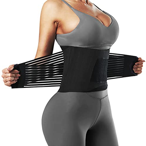 FEimaX Fajas Reductoras Adelgazantes Mujer y Hombre Cinturón de Sudoración Sauna Cintura Abdomen Entrenador de Compresión Faja Deportiva Lumbar Abdominal para Fitness y Deporte (XL, Negro)