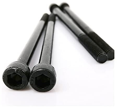 10PCS M8,45mm,Noir 12.9 Acier Allongé long Allen Hexagon Hexagon Hex Socket Tête Tête Tête Vis À la moitié Fil