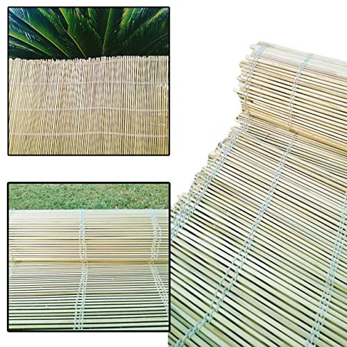 TradeZilla Natural Double Chain Thread Stitch Bamboo Fence 1 x 6M Screening Roll Extra Thick -Decorative Roll Up -Ideal for Garden Balcony Outdoor Wind and Sun Protection (1 x 6 M)