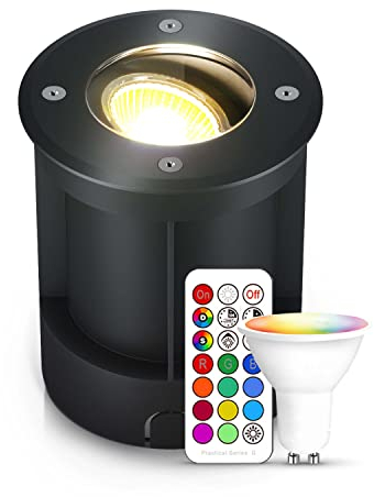 lambado® Bodenstrahler außen - Schwenkbar & Farbwechsel für tolle Effekte - Bodeneinbaustrahler aussen mit Schutzart IP67 - Wasserfest & Befahrbar