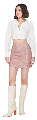 TRENDYOL Damen Trendyol Damen Mini Bodycone Straight Webstoff Rock Skirt, Braun, 40 EU