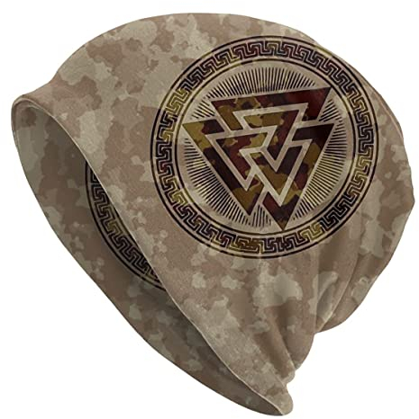 YeSbTx Print Hat Beanie Strickmütze Wikinger Herren Damen Wikinger Stil Strickmütze Winter Warme Mütze Beanie Mütze Nordisches Geschenk, Radfahren Skimütze Doppelter Stoff Amulettmütze