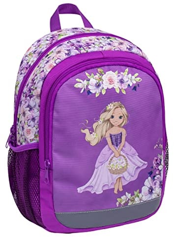 Belmil Kindergartenrucksack mit Brustgurt und Namensschild für 3-6 Jährige/Mädchen / 12 L/Krippenrucksack Kindergartentasche Kindertasche/Prinzessin/lila (305-4/A Princess)