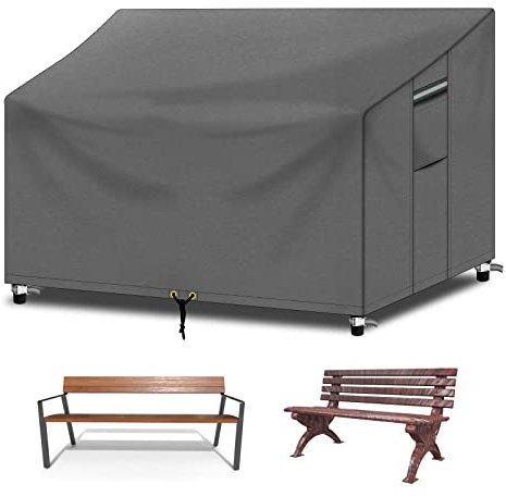 RICHIE Banküberzüge, wasserdicht, 2-Sitzer, mit Lüftungsschlitz, winddicht, UV-beständig, reißfest, 2-Sitzer-Outdoor-Bankbezug, Sofabezug (134x66x63/89 cm) – Grau