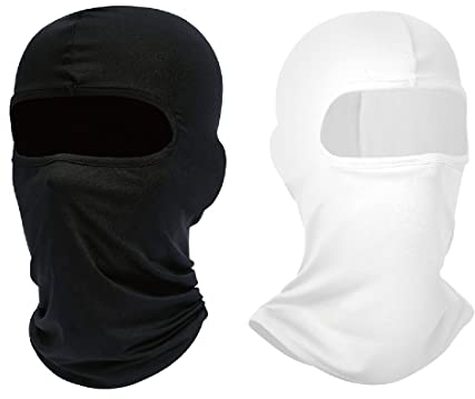 2 Stücke Sturmhauben Gesichtshaube Motorradmaske Fahrrad Gesichtsmaske Balaclavas Dünn und Atmungsaktiv Winddicht Multifunktional Schwarz, Weiss