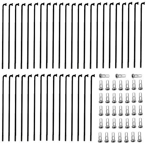 sinzau 38-Stück Edelstahl Fahrrad Speichen - Mountainbike Spoke Mit Speichen Nippel - Schwarz 258-283 mm(276mm)