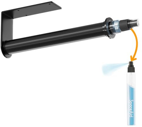 SpaceAid SprayNeat Paper Towel Holder with Spray Bottle, Under Cabinet Paper Towels Holders with Sprayer Inside Center, Hanging Wall Mount Papertowels Roller for Kitchen (Black Spray, Black)