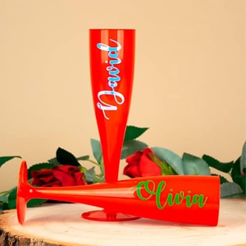 PARTYRAMA.CO.UK Personalised Champagne/Prosecco Plastic Flutes… (Red)