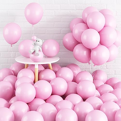 60 Stück Luftballons Rosa 12 Zoll Pastell Rosa Latex Luftballons Macaron Baby Rosa Helium Partyballon für Mädchen Babyparty Hochzeitstag Verlobung Brautparty Valentinstag Geburtstag Party Dekoration