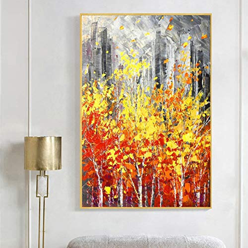 HLSHOE Wandkunst Pflanzen Poster und Drucke Goldene Baum Ölbilder Leinwand Pintings für Wohnzimmer Dekoration Kein Rahmen (Color : S 1010 Tree, Size : 60x90cm)