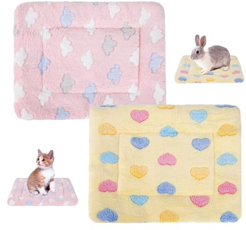2 Plüschbett für Kleine Tiere, Warme Meerschweinchen Decke Winter Kaninchen Kopfkissen Bett Kleintierbett Schlafmatte kleine Haustiere Bettauflage für Hamster, Hase, Eichhörnchen, Chinchilla(30x40cm)