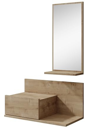 MB Muebles Bonitos, Meuble d’Entrée Mural Isabela avec Miroir et Tiroir, Design Moderne Ssuspendu, Mélamine Mate, Couleur Safir, 60x29.5x30 cm
