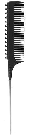 Peine para Mechas y Raya con Clip - Espaciado Razonable entre Peines - Peluquería Profesional Unisex (BLACK)