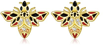 Biene Ohrstecker 925 Sterling Silber Niedliche Tier Ohrstecker Hypoallergen 18K Gold Hummel Ohrringe Schmuck Geschenke für Frauen Mädchen