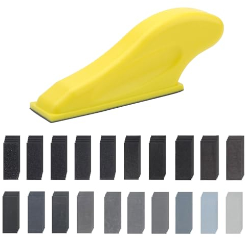 BRISKORE 100 Stück Schleifpapier Set mit 90x30mm Schleifklotz, Nassschleifpapier Fein Körnung 60-100 120-320 400-800 1000-5000 Sandpepier Blatt, 20 Typen Sandpapier Sandpaper für Schleifen & Polieren