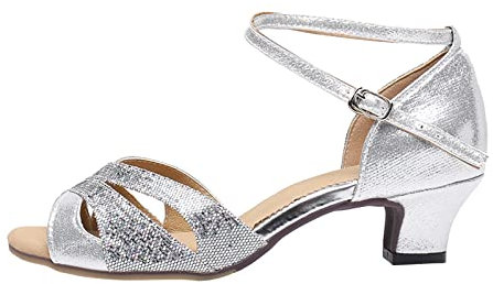 Silber Sommer Tanzschuhe Damen - Weite & Breite Füße - Party & Lateinische Tanzschuhe - 20er Jahre Schuhe
