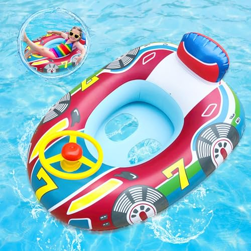 Anello da Nuoto per Bambini 6 Mesi a 36 Mesi, Piscine Gonfiabili per Bambini con Volante, Anello da Nuoto Gonfiabili, Galleggiante per Piscina per Bambini (blu)