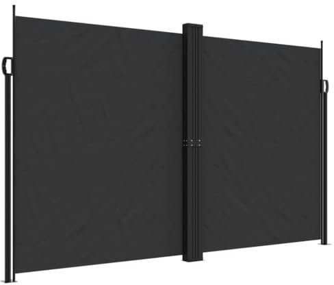 vidaXL Toldo Lateral Retráctil, Pantalla de Privacidad, Mosquitera Impermeable, Sombrilla para Jardín Balcón Patio Terraza, Negro 200x600 cm