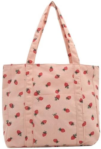 Fopytu Umhängetasche Erdbeerdruck, Süße Tragetasche Für Damen, Einfache Einkaufstasche, Große Kapazität, Handtasche Für Outdoor-Reisen