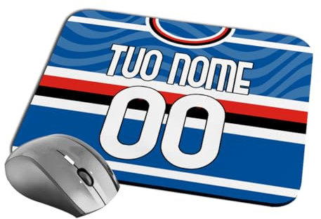 quickgadget Idea Regalo Tappetino Mouse Pad per Tifoso Sampdoria 02 - Personalizzato con Nome e Numero - Perfetto per Ufficio e Gaming