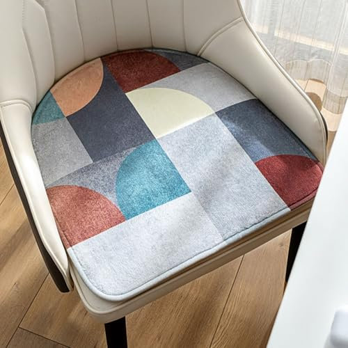 Viusneun 2er Set Stuhlkissen, 44×41cm Rutschfestes Sitzpolster Halbrund Waschbares Sitzkissen Exquisites Stoff Stuhlkissen für Haus und Garten Alle Stühle (Bunt)