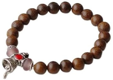 Bracelet à Breloques en Perles de Bois de Santal de 8 mm Bracelet Bouddhiste tibétain de prière Porte-Bonheur for Femmes et Hommes